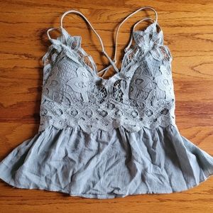 Lace crop top, green lace crop top